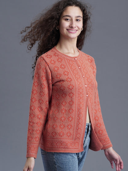 Premium Jacquard Cardigan – Round Neck