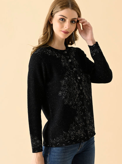 Luxe Embroidered Knit Cardigan