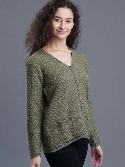 Half-Button closure V-Neck Cardigan