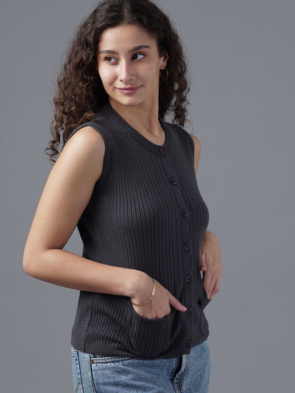 Virsa Ribbed Knit Vest cardigan