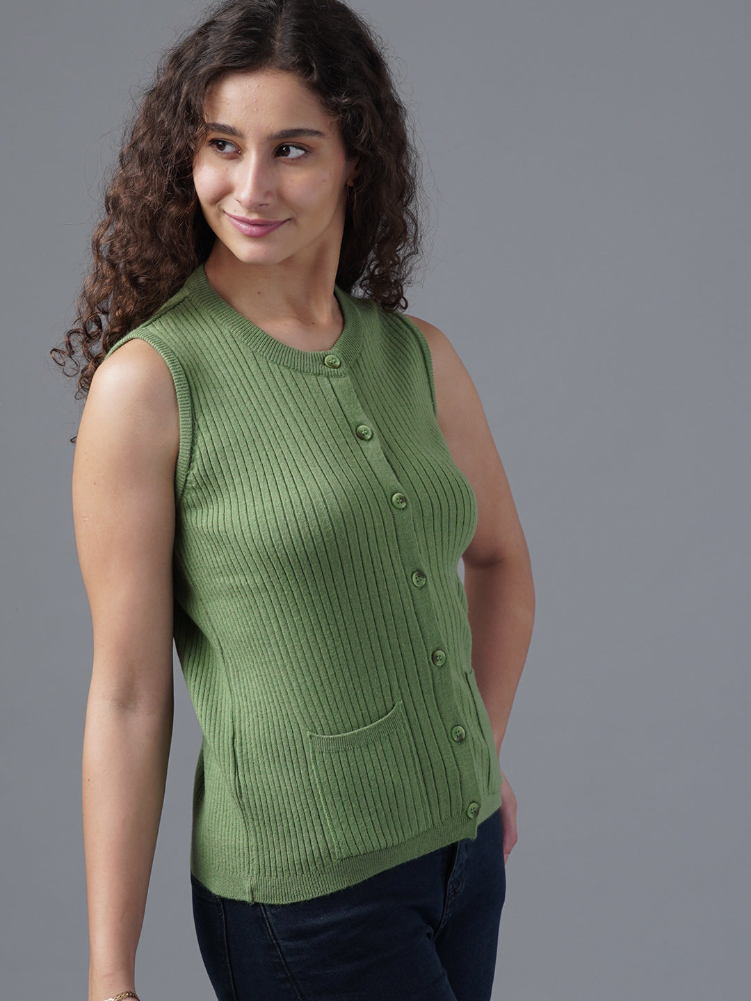 Virsa Ribbed Knit Vest cardigan