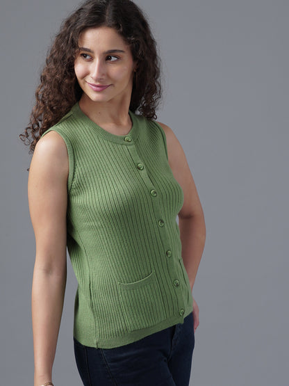 Virsa Ribbed Knit Vest cardigan