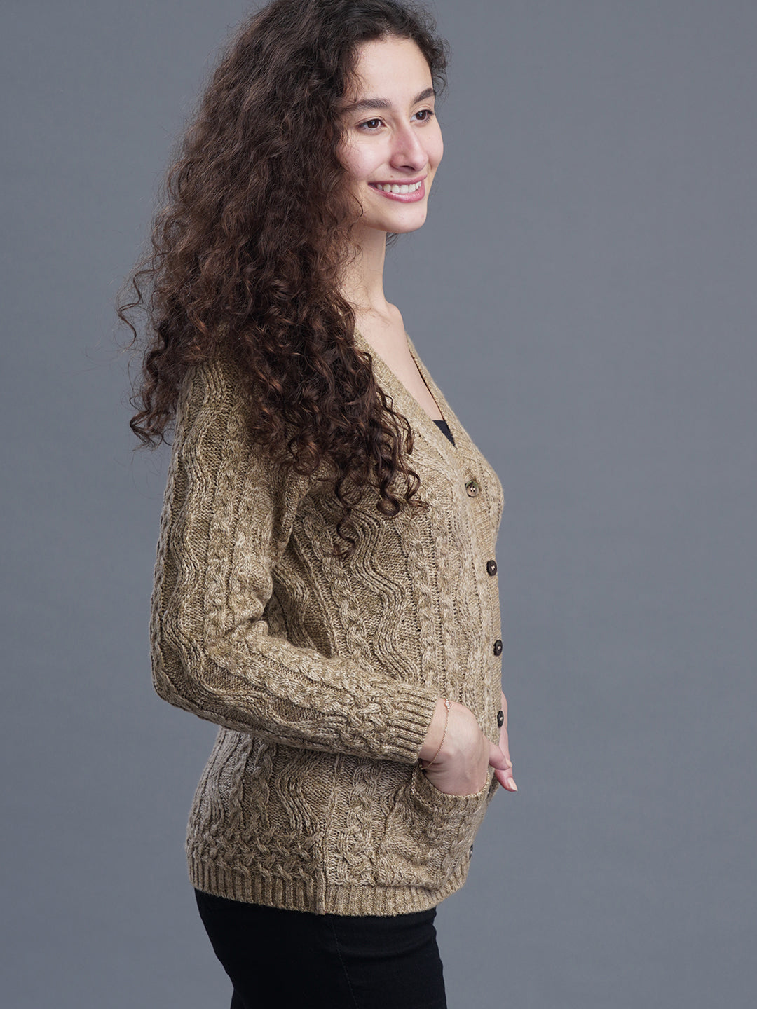 Sandstone V-Neck CARDIGAN