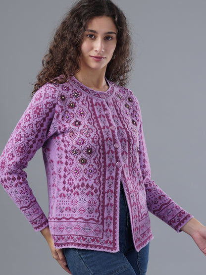 Virsa Embellished Round Neck Cardigan