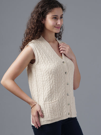 Virsa Timeless Cable Knit V-Neck Vest cardigan