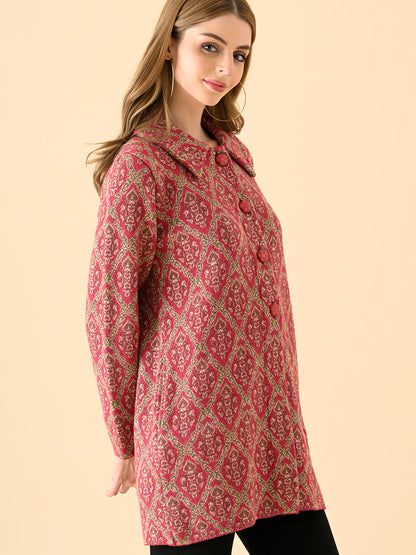 Ornamental Patterned Knit Coat