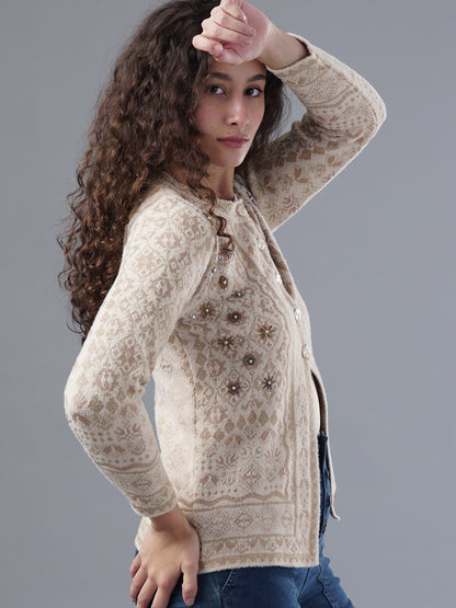 Virsa Embellished Round Neck Cardigan
