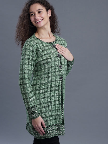 Emerald Echo Jacquard CARDIGAN