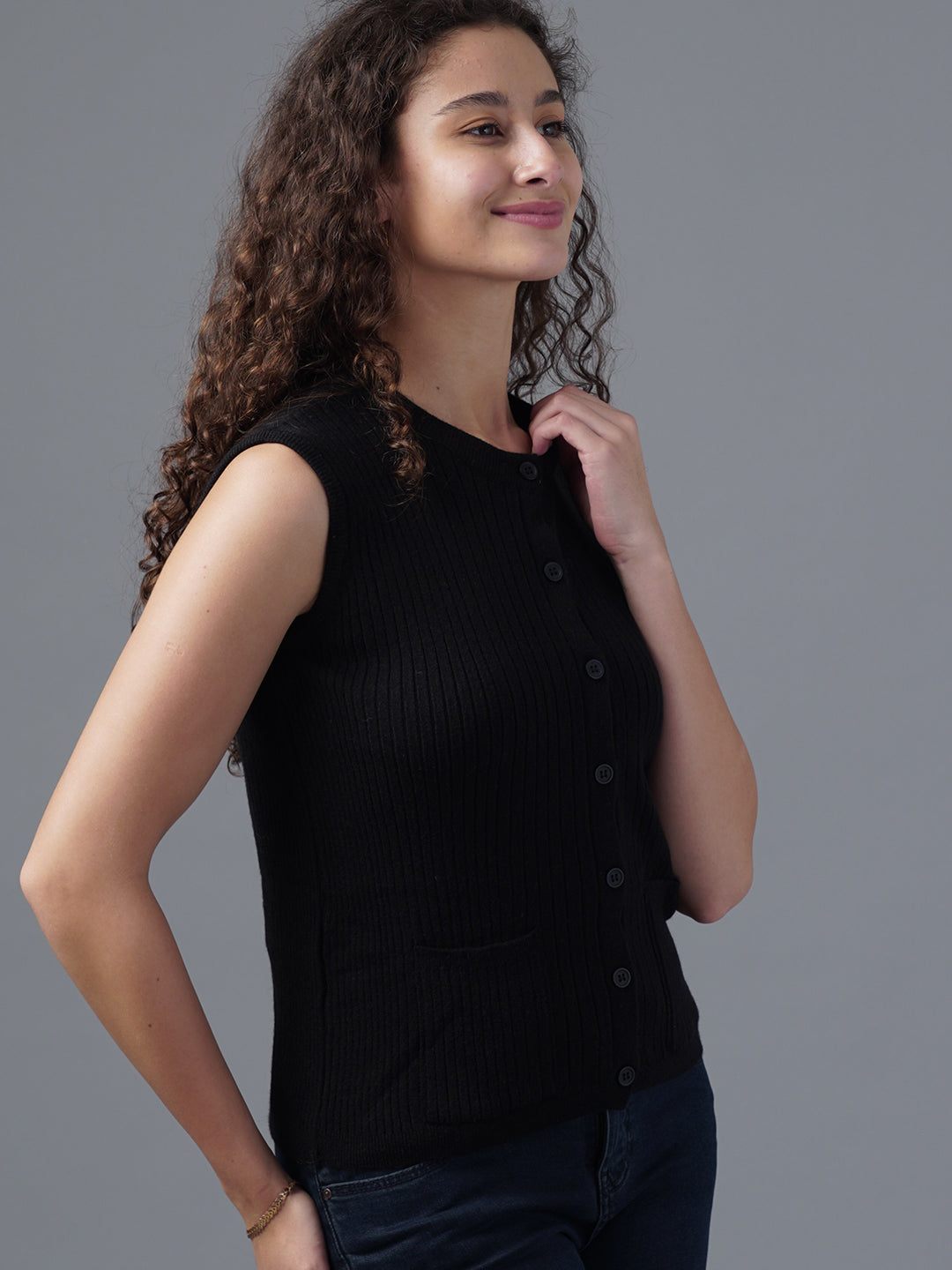 Virsa Ribbed Knit Vest cardigan