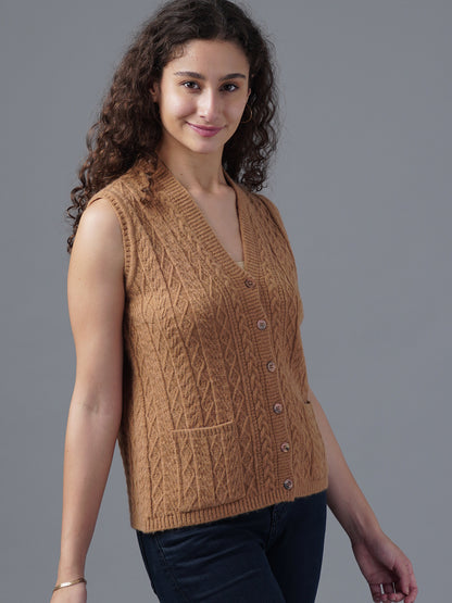 Virsa Timeless Cable Knit V-Neck Vest cardigan