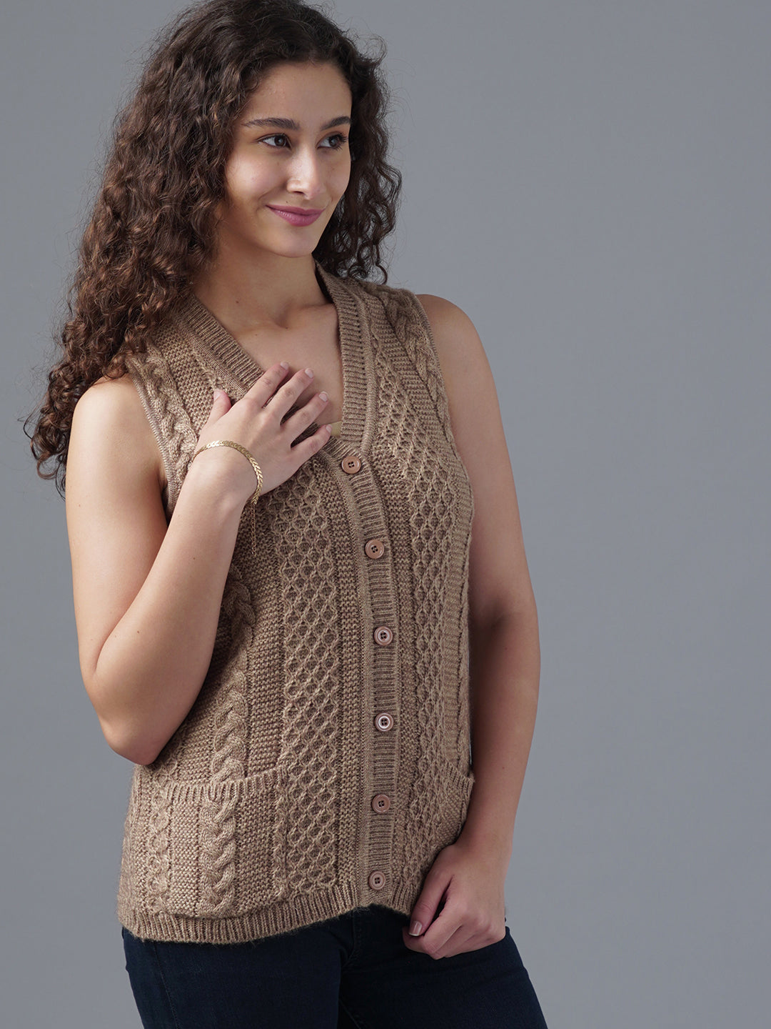 Virsa Diamond Weave V-Neck Vest