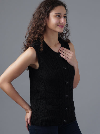 Virsa Cable Knit Sleeveless Cardigan