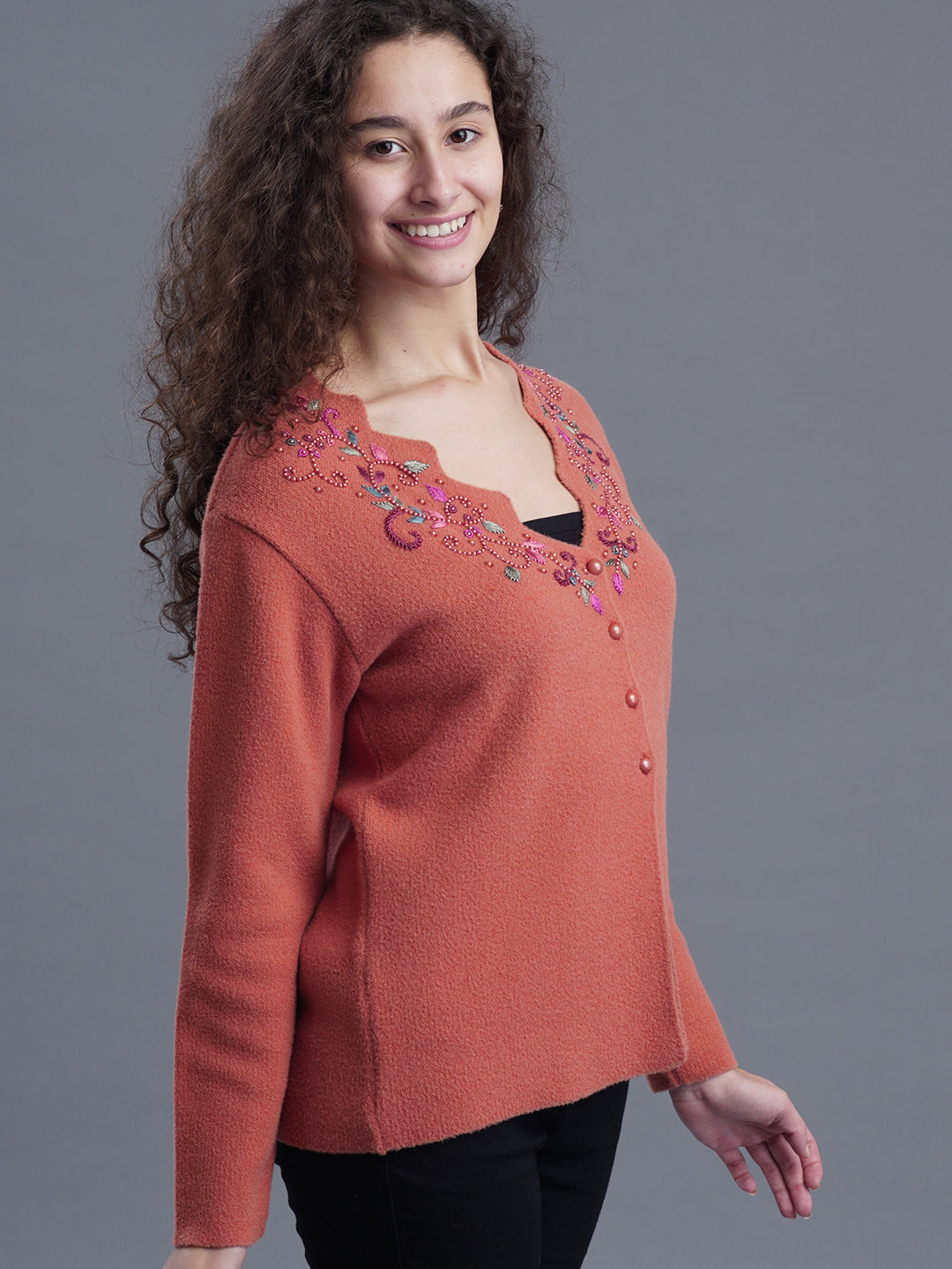  Velour Crest Jacquard Cardigan