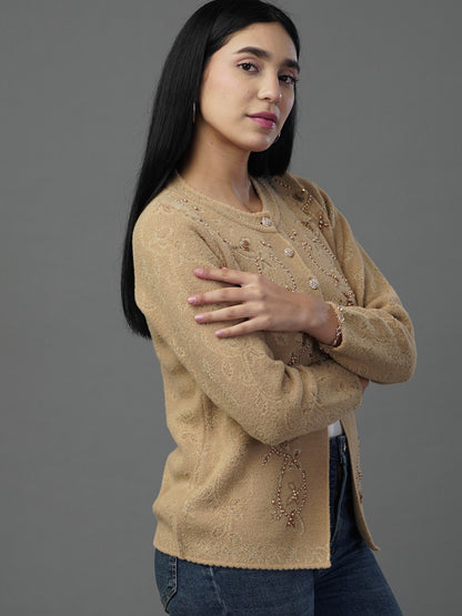 Sophisticated textured weave, V-Neck Cardigan