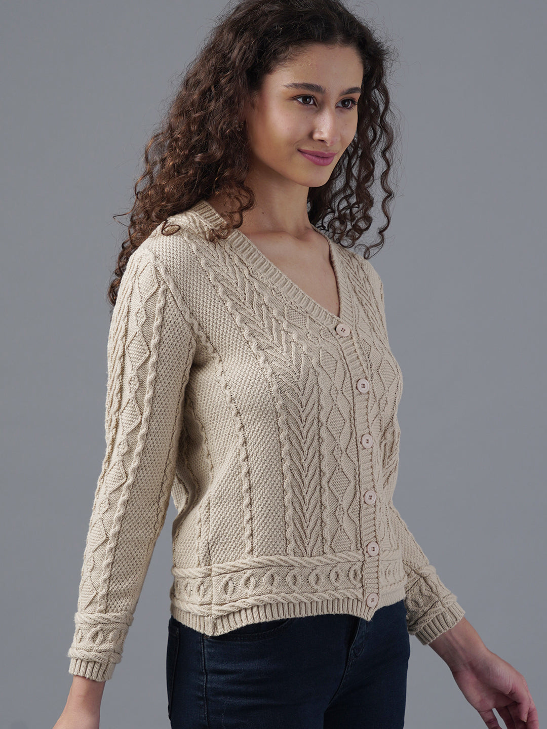 Virsa Intricate Cable Knit Cardigan