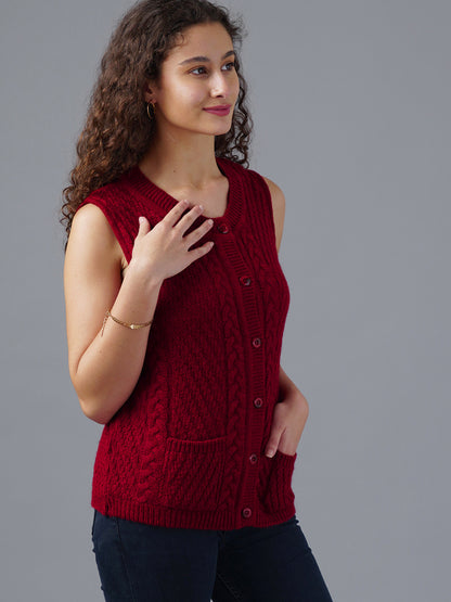 Virsa Cable Knit Sleeveless Cardigan