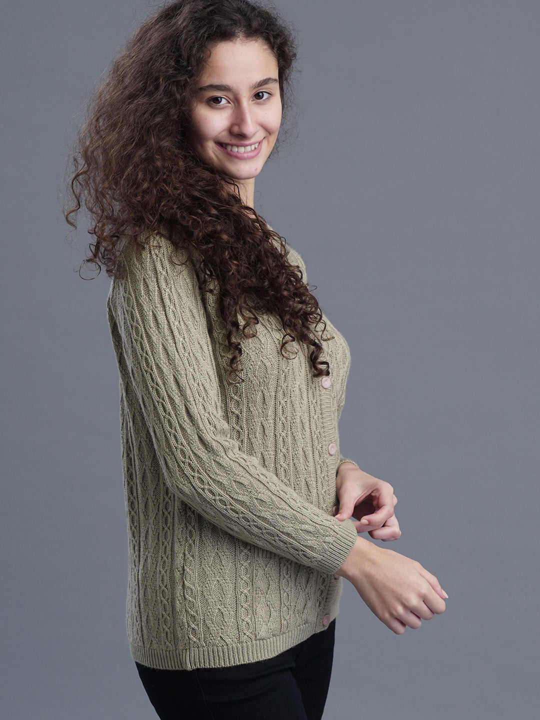  Misty Loop Round-Neck Cardigan