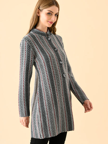 Vertical Stripe Knit Cardigan