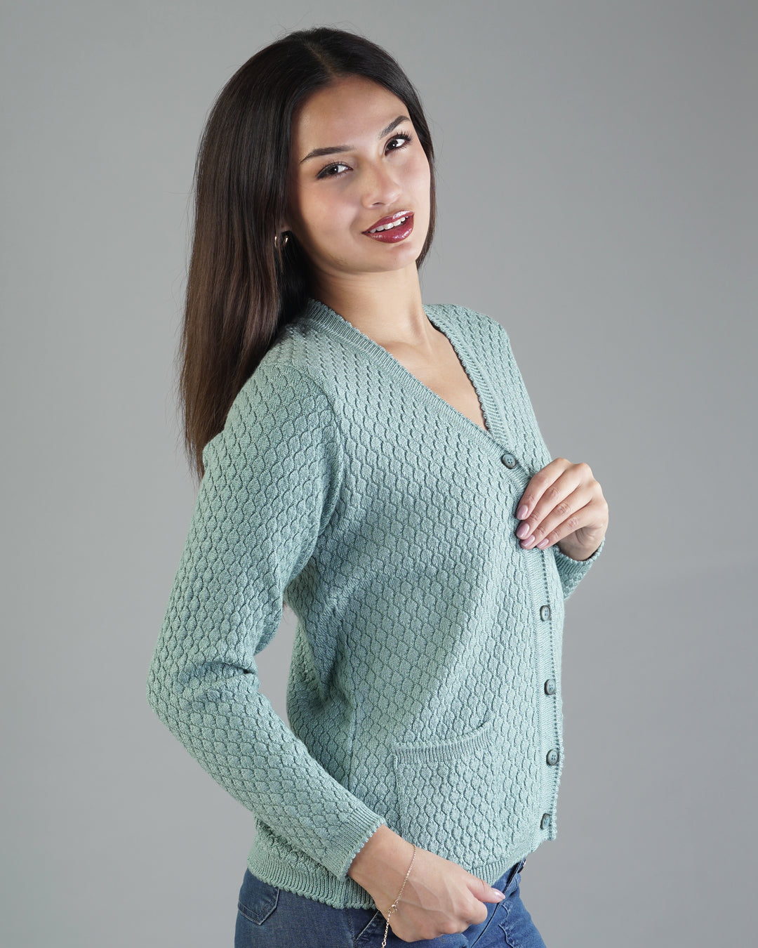 Violet V-Neck Knit Cardigan