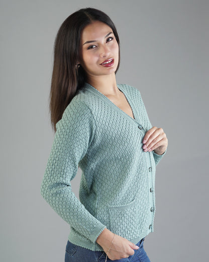 Violet V-Neck Knit Cardigan