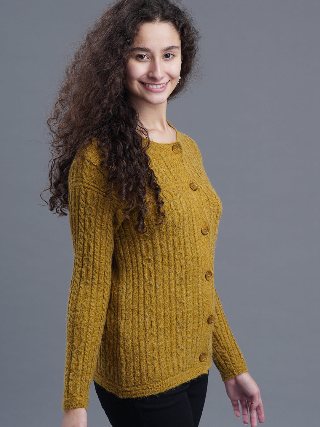  FrostFern Round-Neck Cardigan
