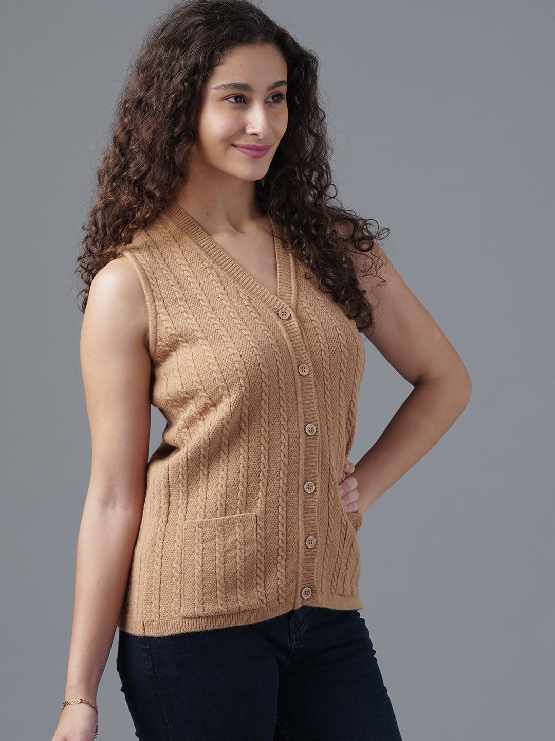 Virsa Shawl Collar Knit Vest cardigan