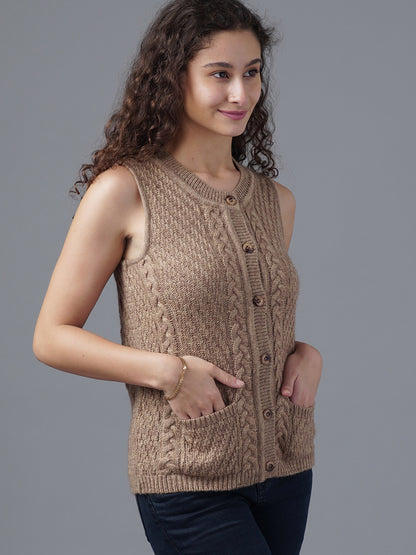 Virsa Cable Knit Sleeveless Cardigan