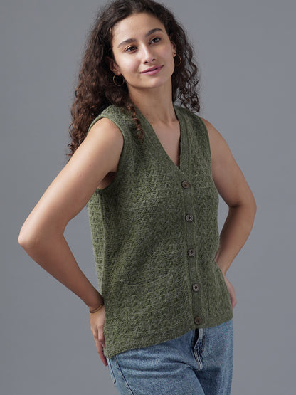 Virsa Textured V-Neck Knit Vest cardigan