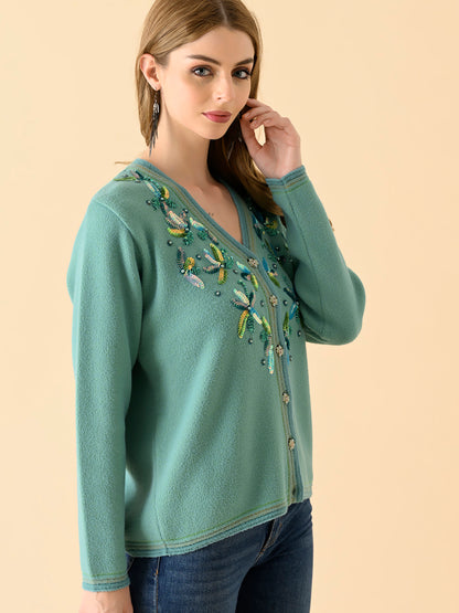 Winter Bloom Mock-Neck Sweater