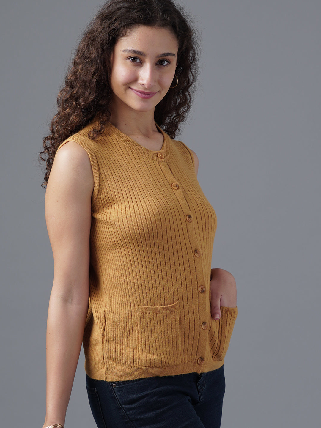 Virsa Ribbed Knit Vest cardigan