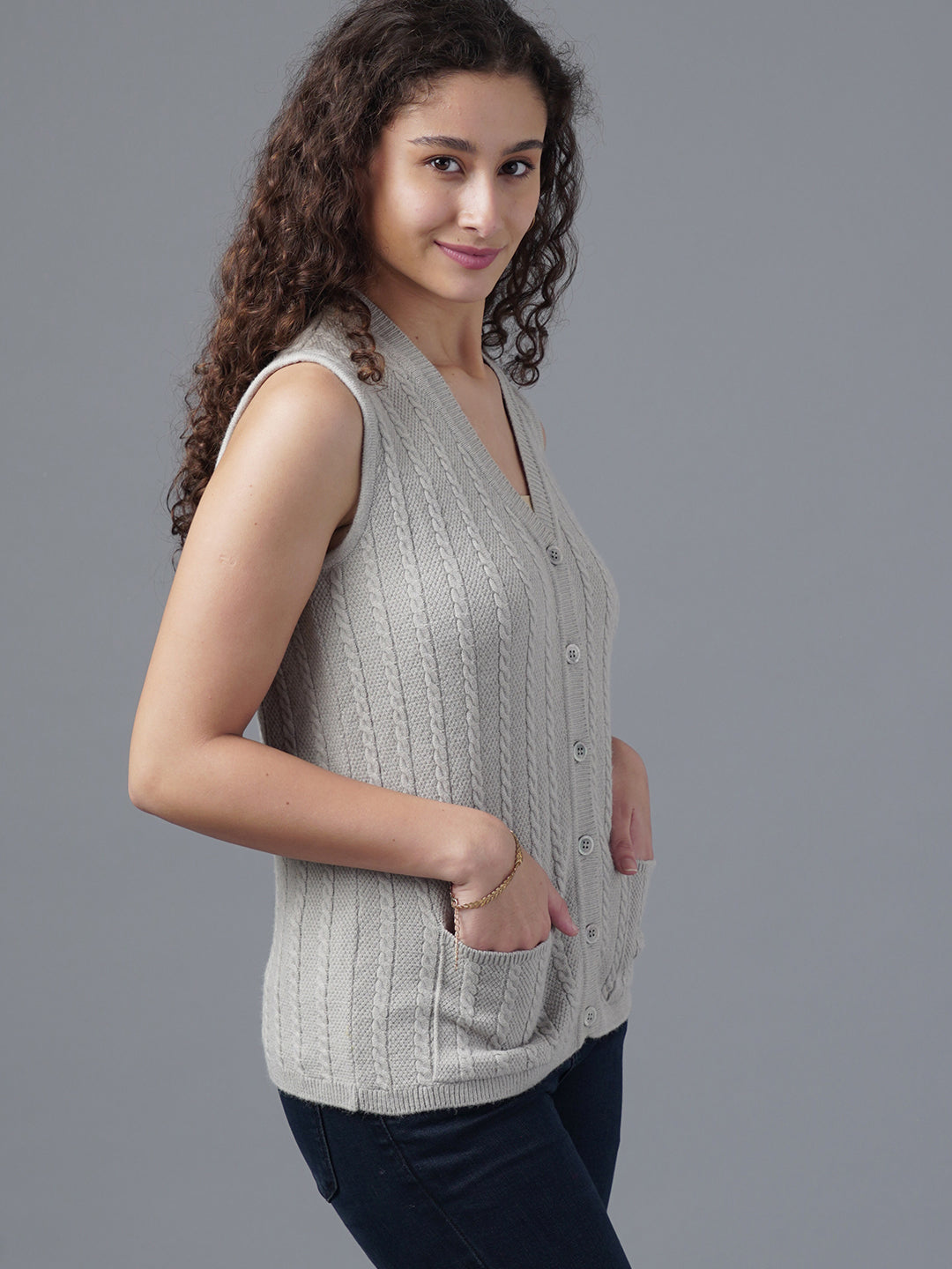 Virsa Shawl Collar Knit Vest cardigan