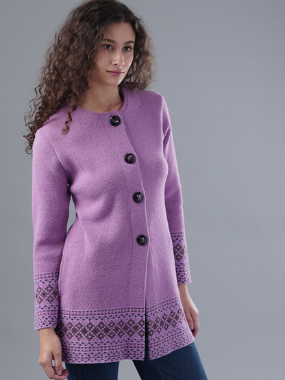 Virsa Border Pattern Longline Cardigan