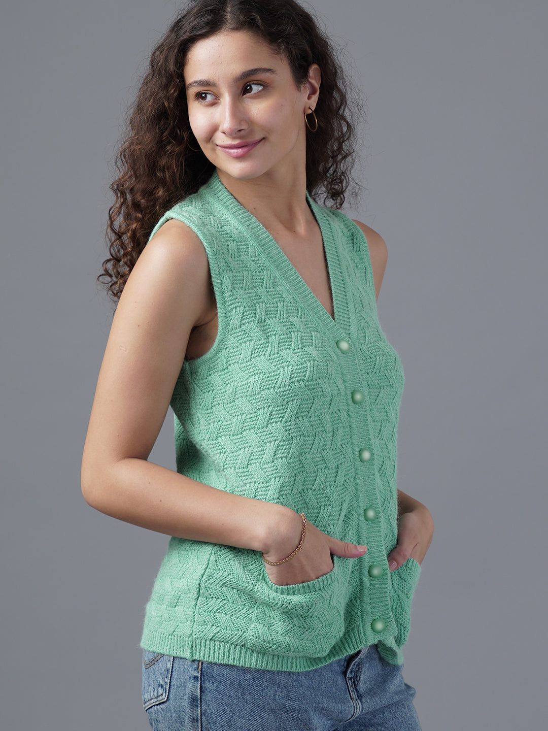 Virsa Heritage Chevron Knit Vest Cardigan