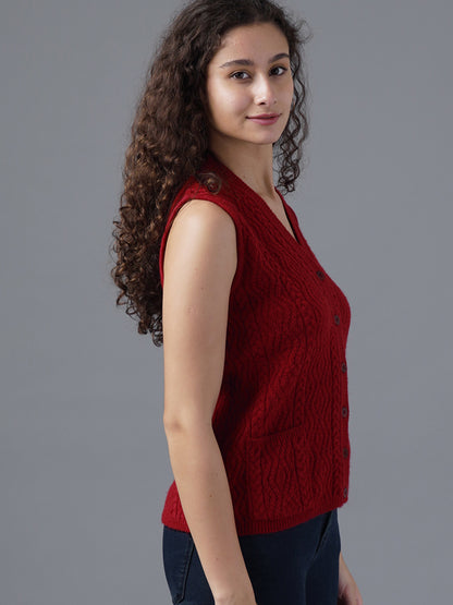 Virsa Textured Knit Sleeveless Vest Cardigan