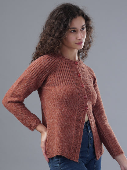 Virsa Ribbed Detail Knit Cardigan