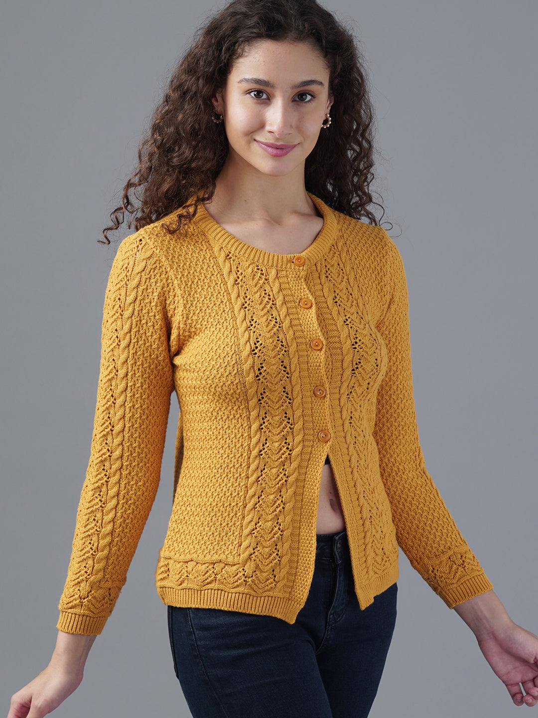 Virsa Textured Round Neck Cardigan