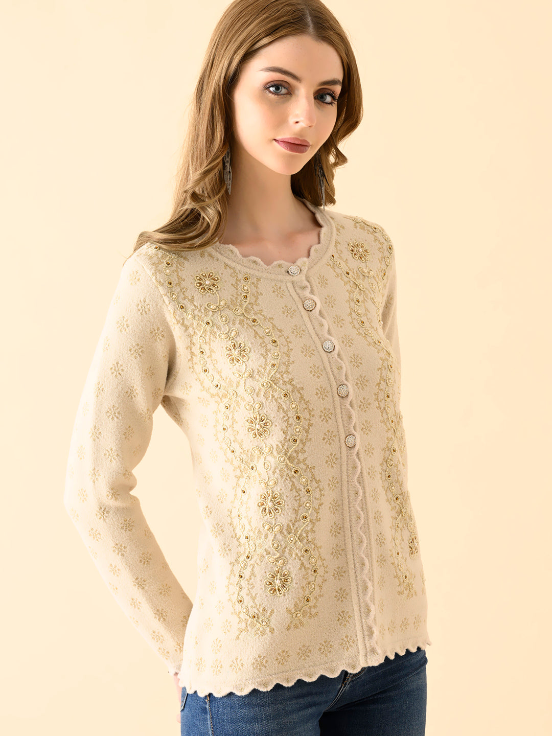 Delicate Lace-Inspired Knit Cardigan
