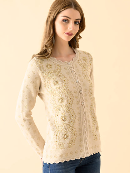 Delicate Lace-Inspired Knit Cardigan