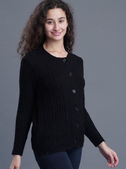  FrostFern Round-Neck Cardigan
