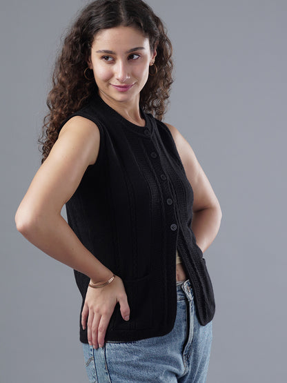 Virsa Cable Knit Sleeveless Cardigan