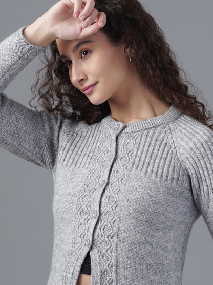 Virsa Ribbed Detail Knit Cardigan