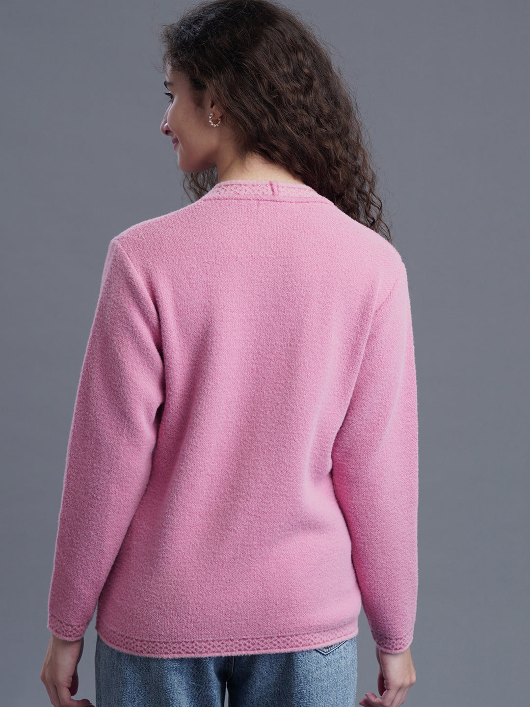 ShadowLoom V-Neck Jacquard Cardigan