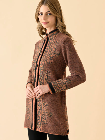 Contrast Trim Front-Open Cardigan