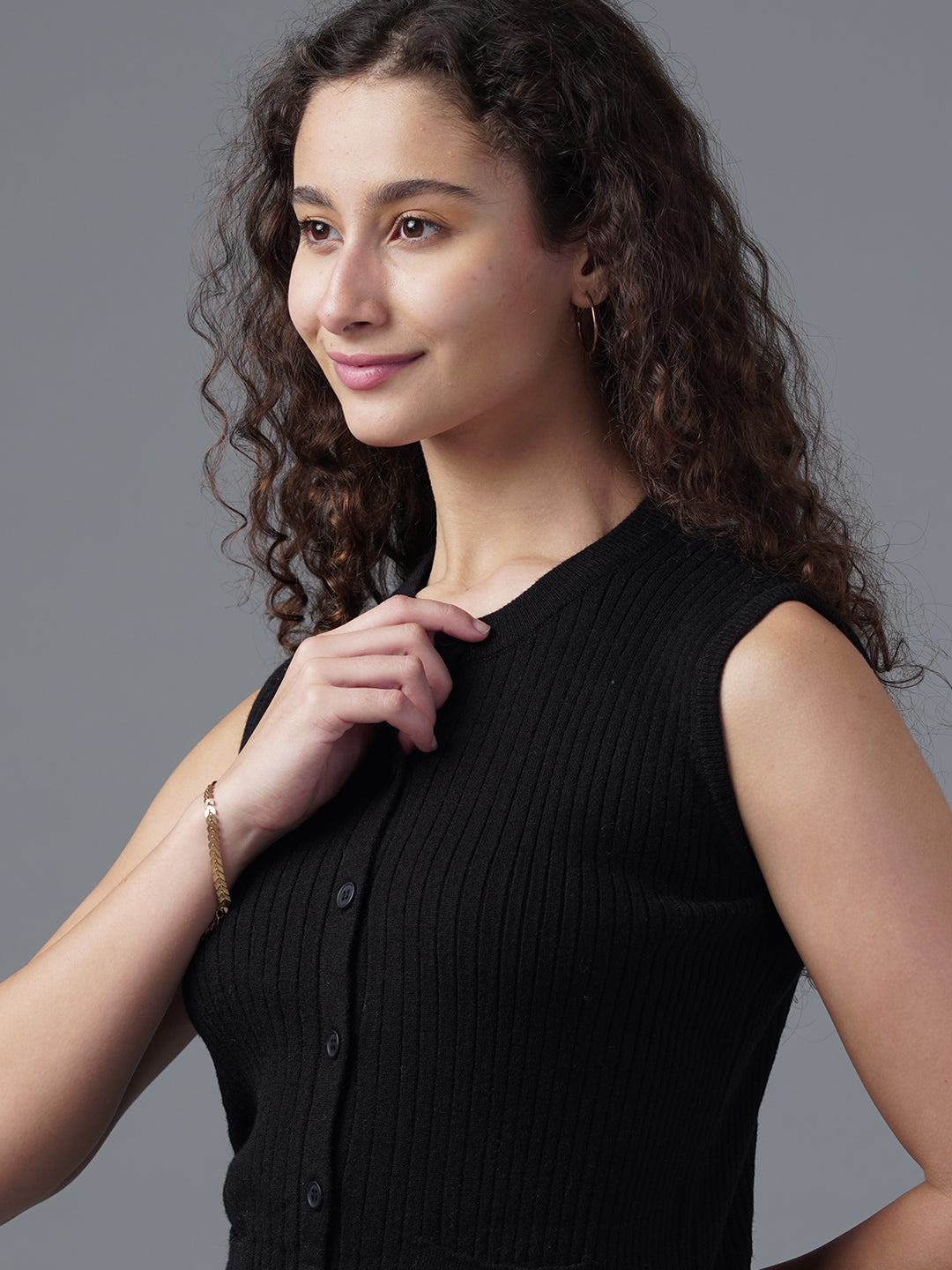 Virsa Ribbed Knit Vest cardigan