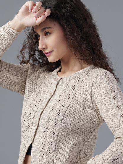Virsa Textured Round Neck Cardigan