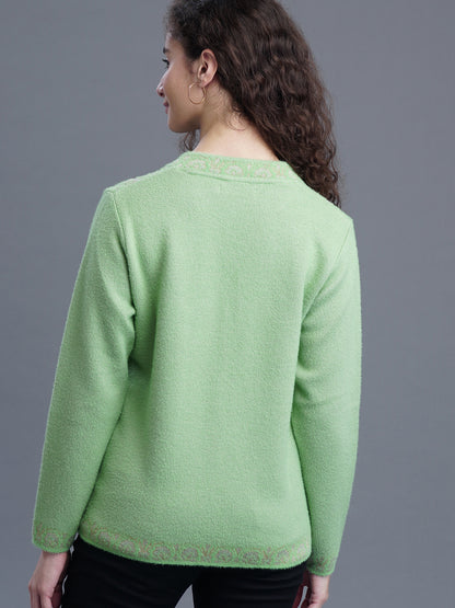 Velura V-Neck Jacquard Cardigan