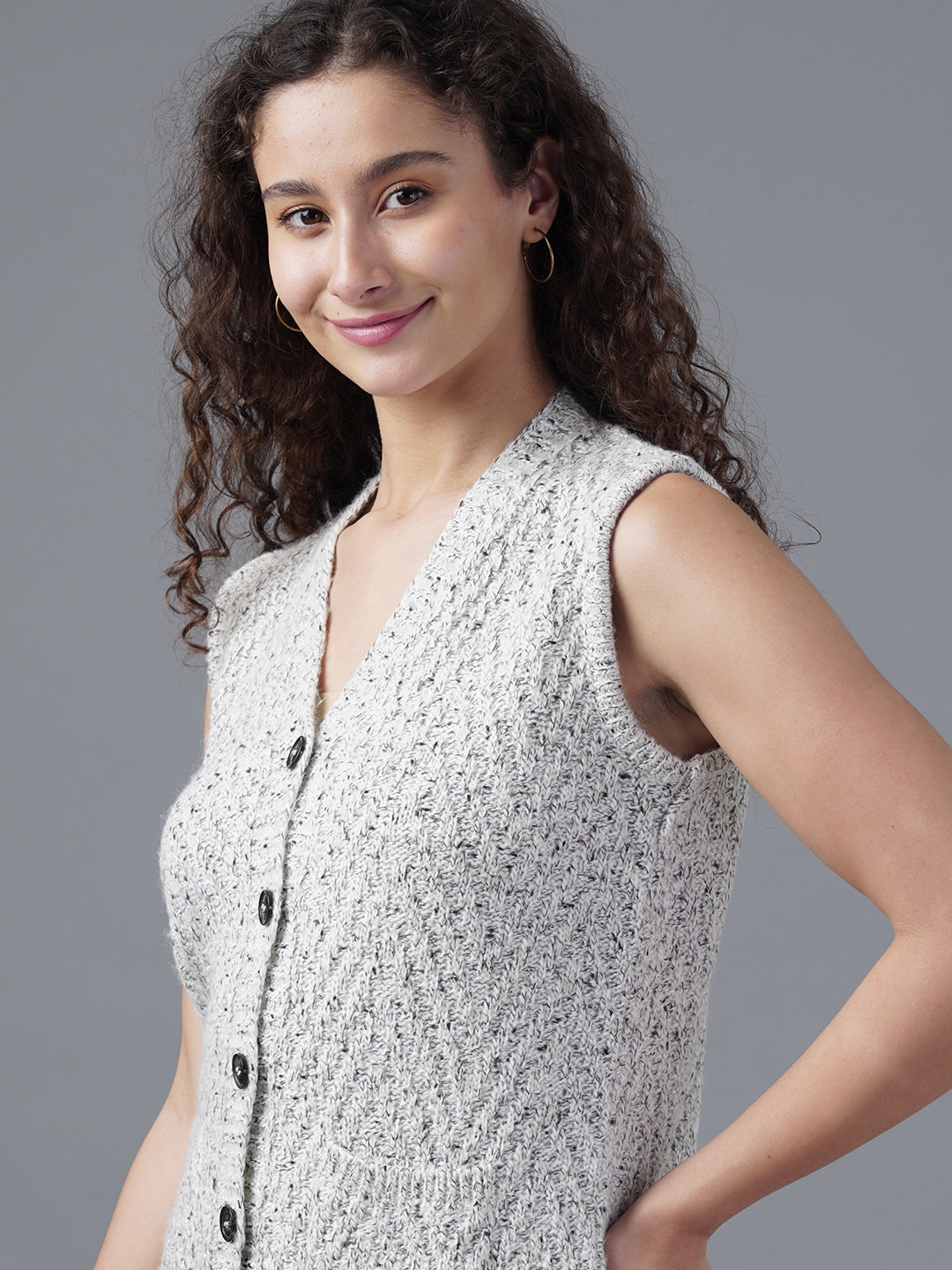 Virsa Classic V-Neck Knitted Vest Cardigan