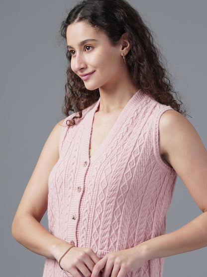 Virsa Timeless Cable Knit V-Neck Vest cardigan