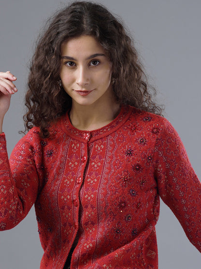 Virsa Embellished Round Neck Cardigan