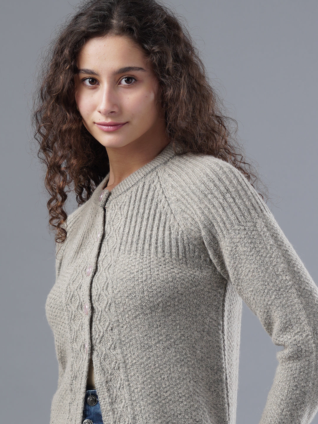 Virsa Ribbed Detail Knit Cardigan